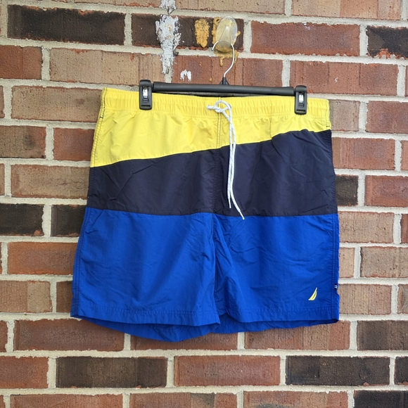 Nautica Men's Swim Trunks - Yellow, Black,Blue Size XL - Picture 1 of 9